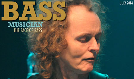 partial Bass Musicians Magazine cover photo of Mark Egan